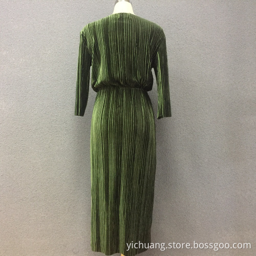 Women's cotton elastic corduroy long dress